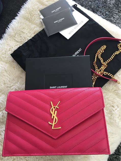 ysl pink bag silver chain|ysl wallet on chain sale.